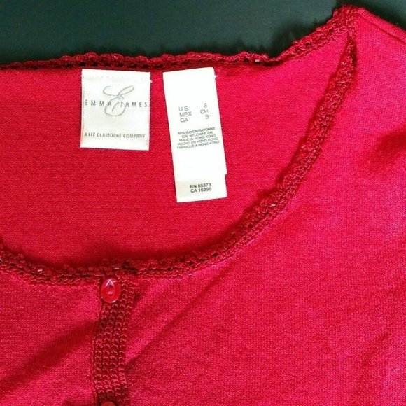FLASH SALE! NEW Emma James Dark Red Knit Top, Crochet Trim, Tiny Beads, M - Picture 5 of 8